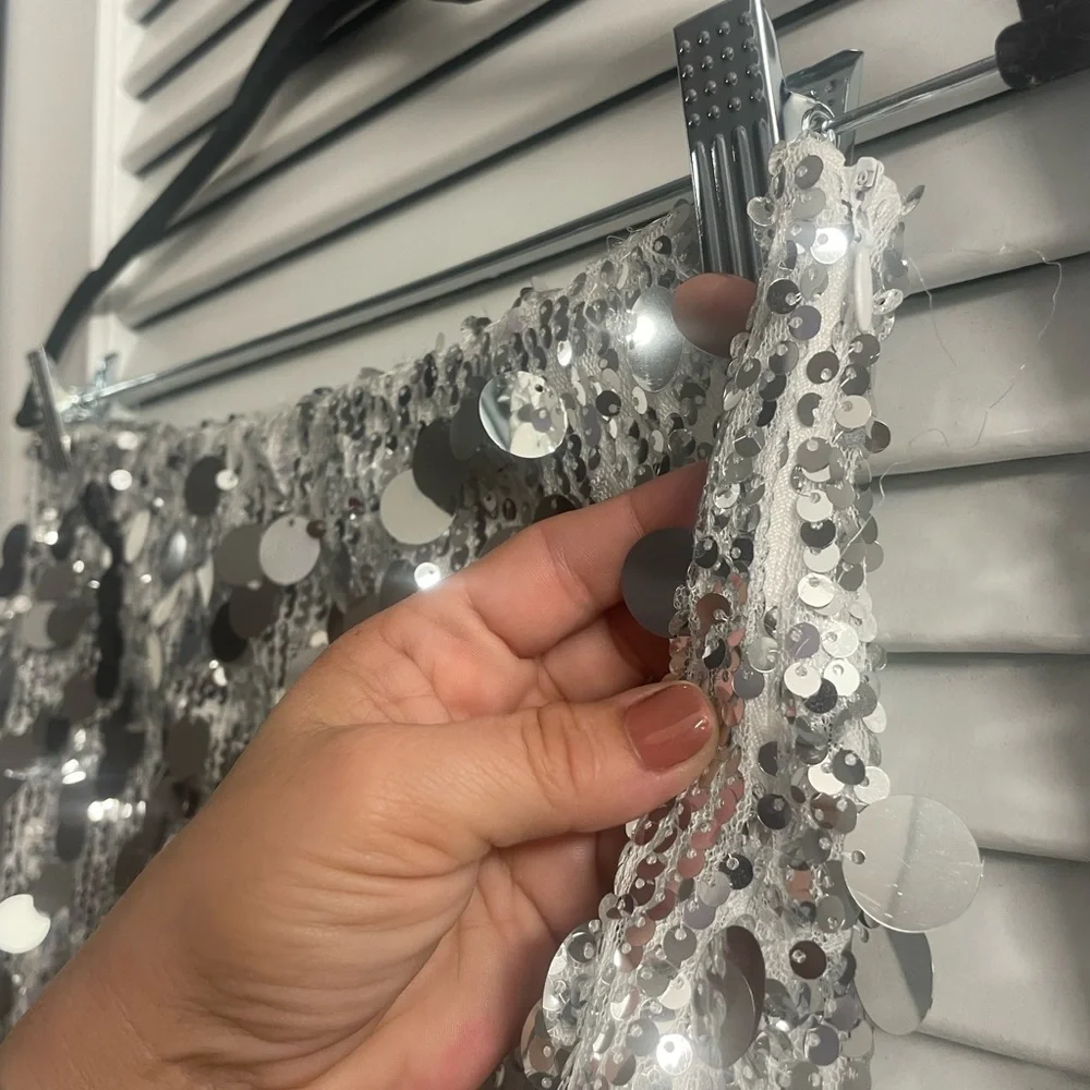 Size Large Disco Ball Mini Skirt, Side Zip Extra Stretch - Picture 3 of 4